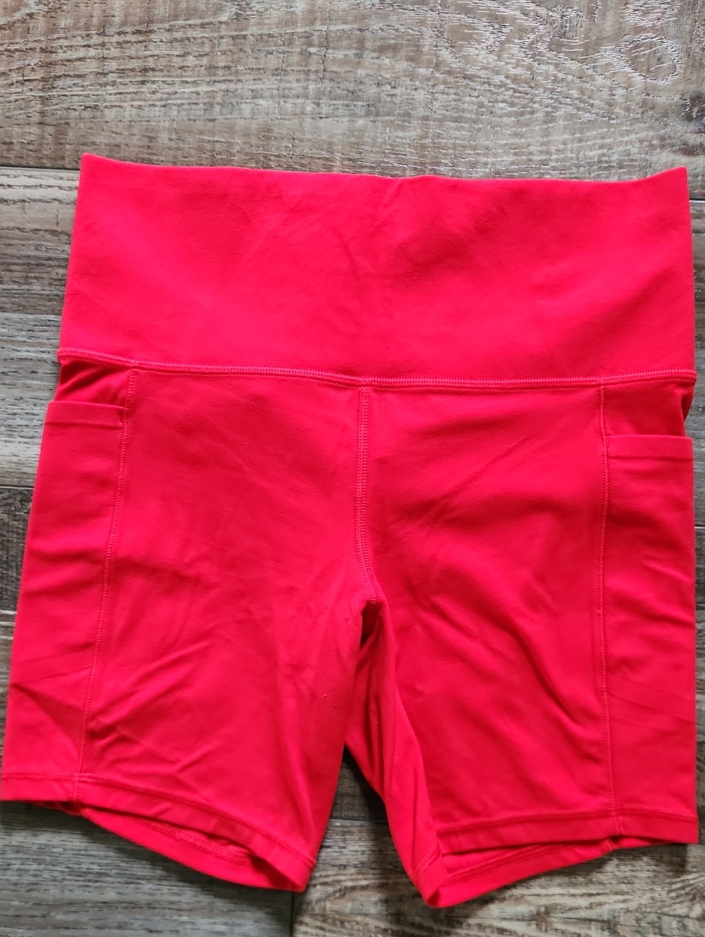 Athleta Bright Pink/ Red High-Rise Bike Shorts